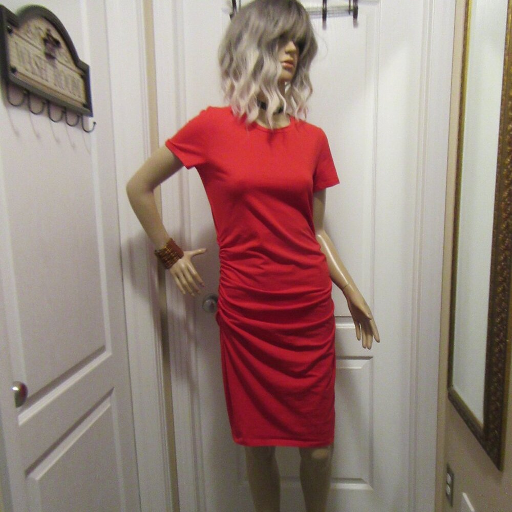 Red Short Sleeve Tshirt Dress